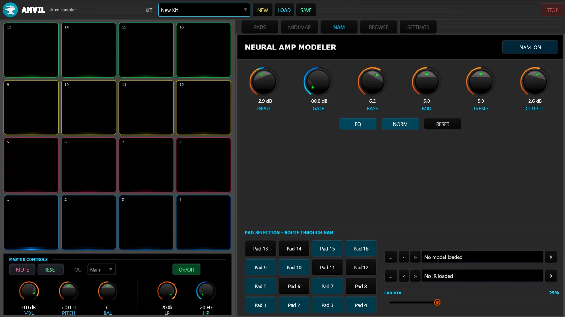 ANVIL Neural Amp Modeler panel