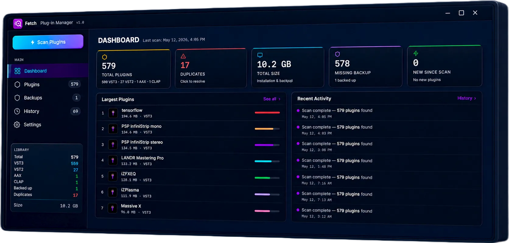 FETCH — plugin manager dashboard